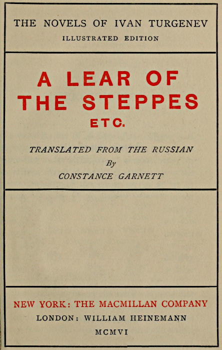 A Lear of the Steppes, etc.