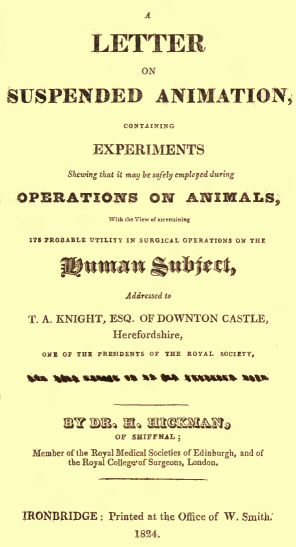 A Letter on Suspended Animation  containing experiments shewing that it may be safely employed during operations on animals
