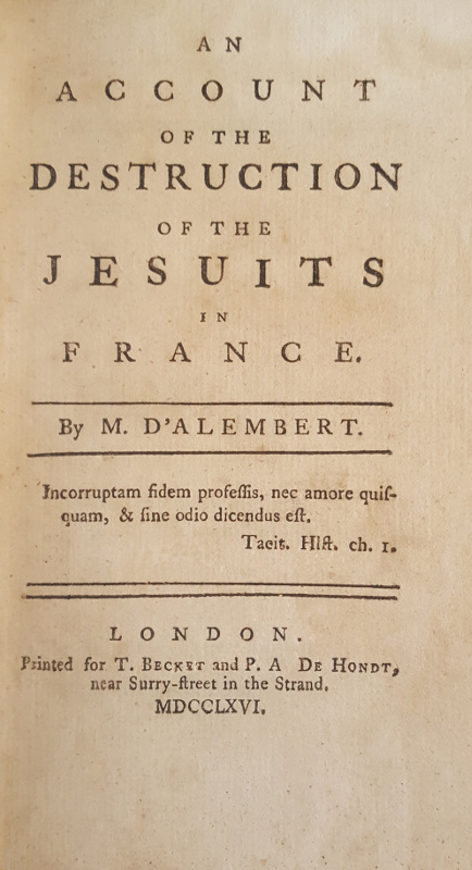 An Account of the Destruction of the Jesuits in France