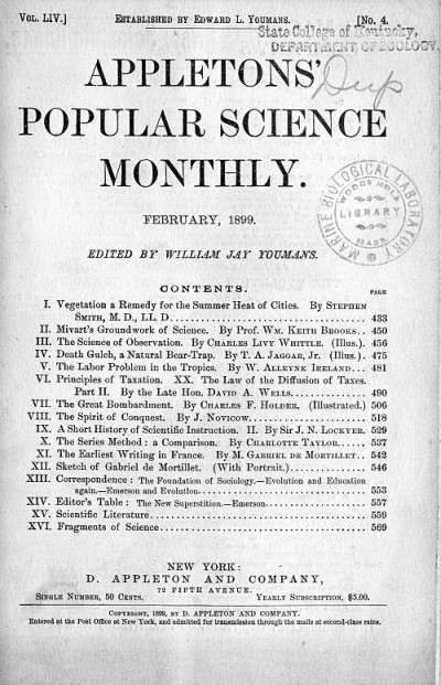 Appletons' Popular Science Monthly, February 1899  Volume LIV, No. 4, February 1899