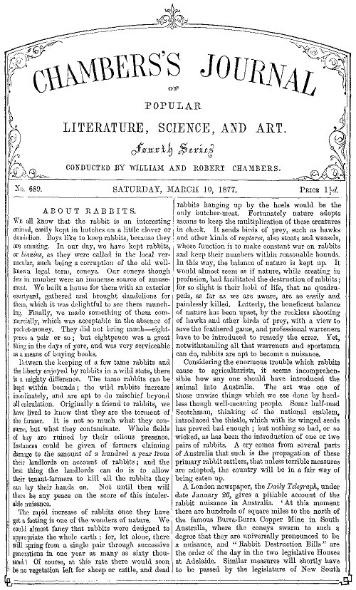 Chambers's Journal of Popular Literature, Science, and Art, No. 689  March 10, 1877
