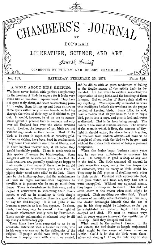 Chambers's Journal of Popular Literature, Science, and Art, No. 739, February 23, 1878