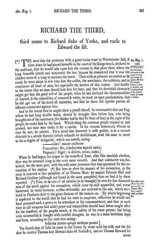 Chronicles of England, Scotland and Ireland (3 of 6): England (6 of 9)  Richard the Third, Third Sonne to Richard Duke of Yorke, and Uncle to Edward the Fift