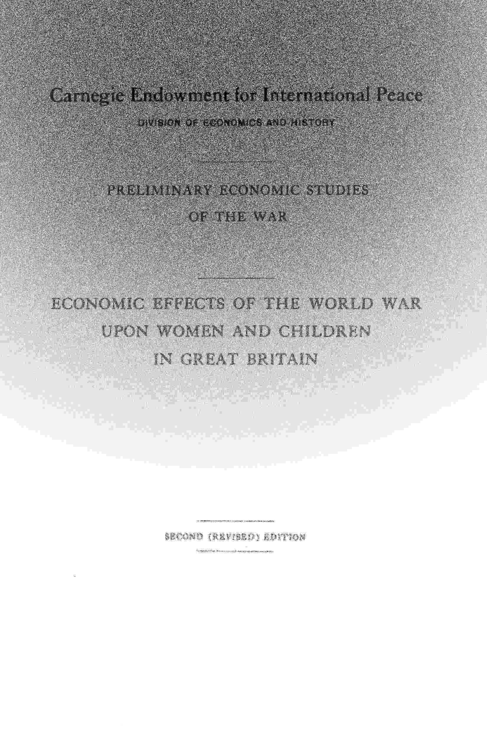 Economic effects of the world war upon women and children in Great Britain