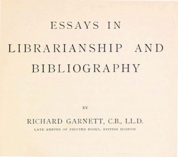 Essays in Librarianship and Bibliography