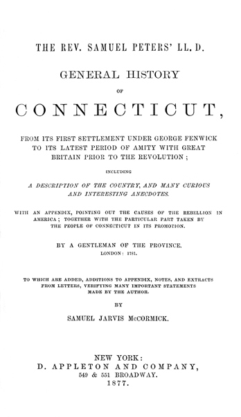 General History of Connecticut, from Its First Settlement Under George Fenwick to its Latest Period of Amity with Great Britain