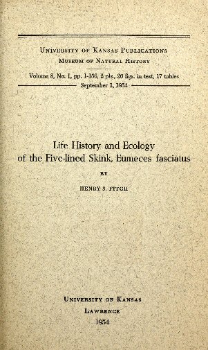 Life History and Ecology of the Five-Lined Skink, Eumeces fasciatus