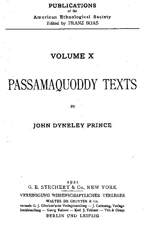 Passamaquoddy Texts