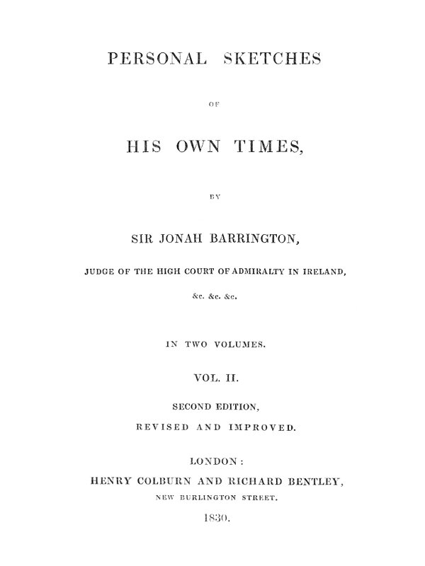 Personal sketches of his own times, Vol. 2 (of 3)