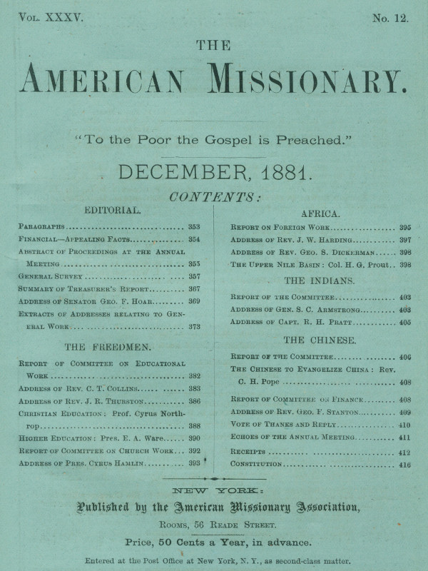 The American Missionary — Volume 35, No. 12, December, 1881