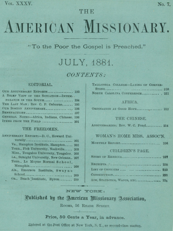 The American Missionary — Volume 35, No. 7, July, 1881