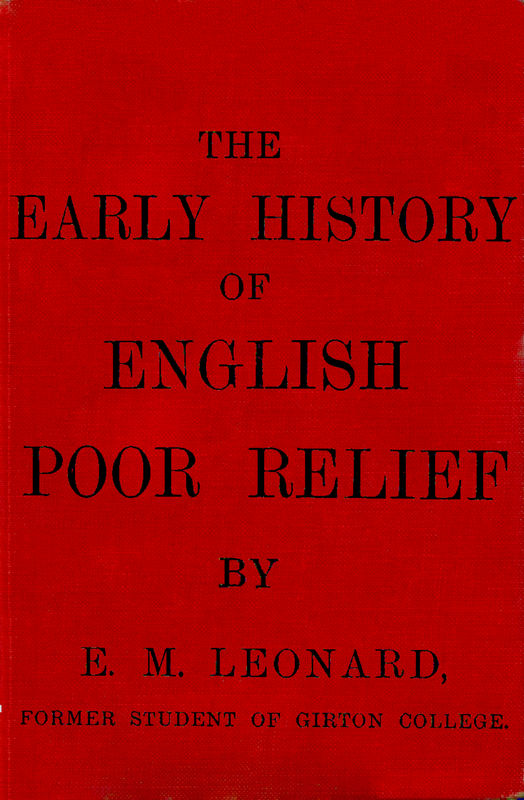 The Early History of English Poor Relief