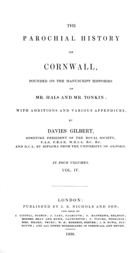The Parochial History of Cornwall, Volume 4 (of 4)