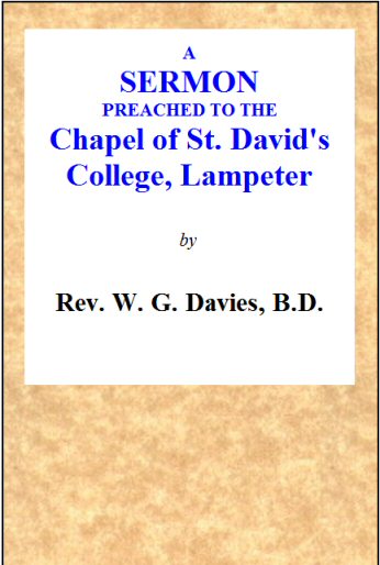 Welsh Nationality, and How Alone It is to Be Saved: A Sermon