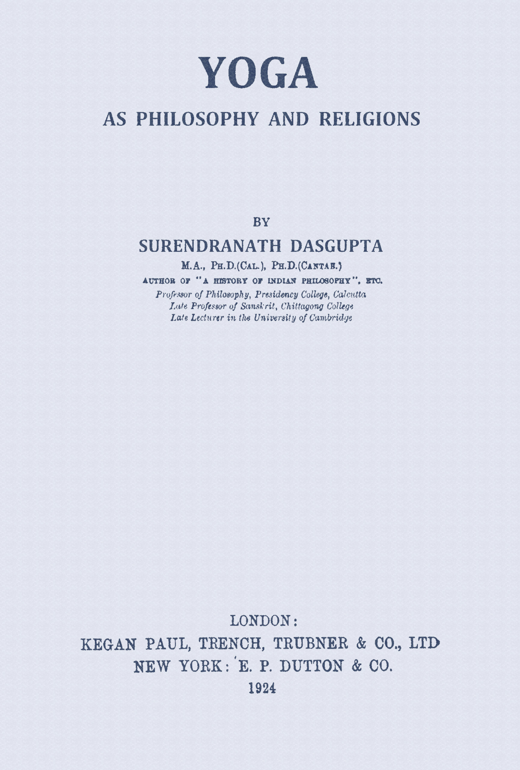 Yoga as philosophy and religion